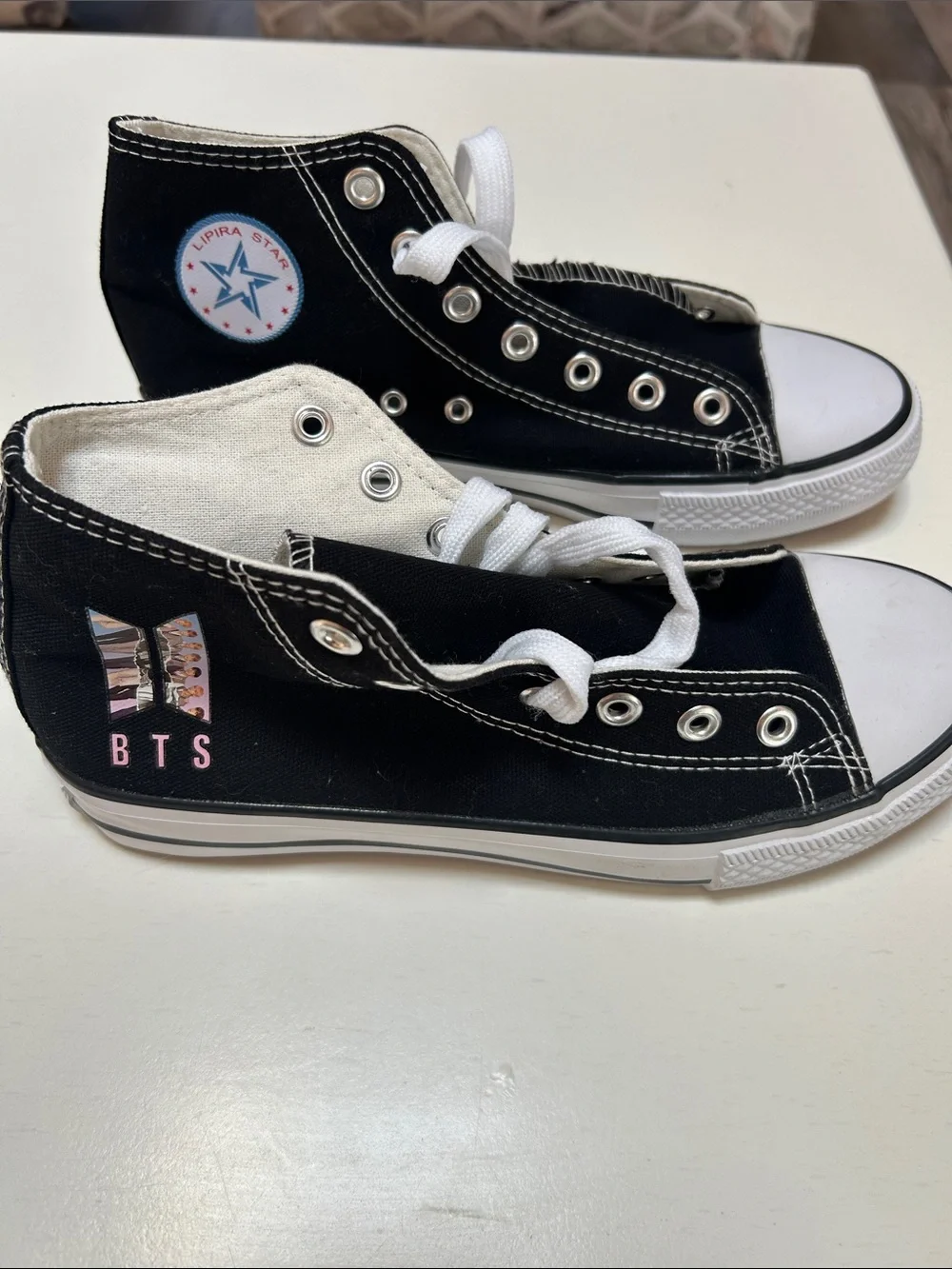 Converse Black High-Top Kids Sneakers with BTS Logo